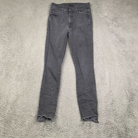 Mother Pants Women’s 26 Black The Stunner Zip Ankle Step Fray Not Guilty Grunge - Picture 1 of 14